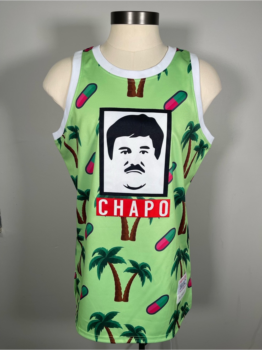 NWT - HEADGEAR CLASSICS - EL CHAPO GREEN BASKETBALL JERSEY - XL